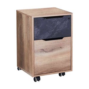 Modern Furniture Daxton 41x63cm Mobile Pedestal Cabinet - Warm Oak & Black