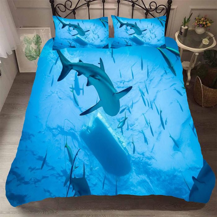 3D Blue Whale Shark Fish Quilt Cover Set Bedding Set Duvet Cover Pillowcases SF59