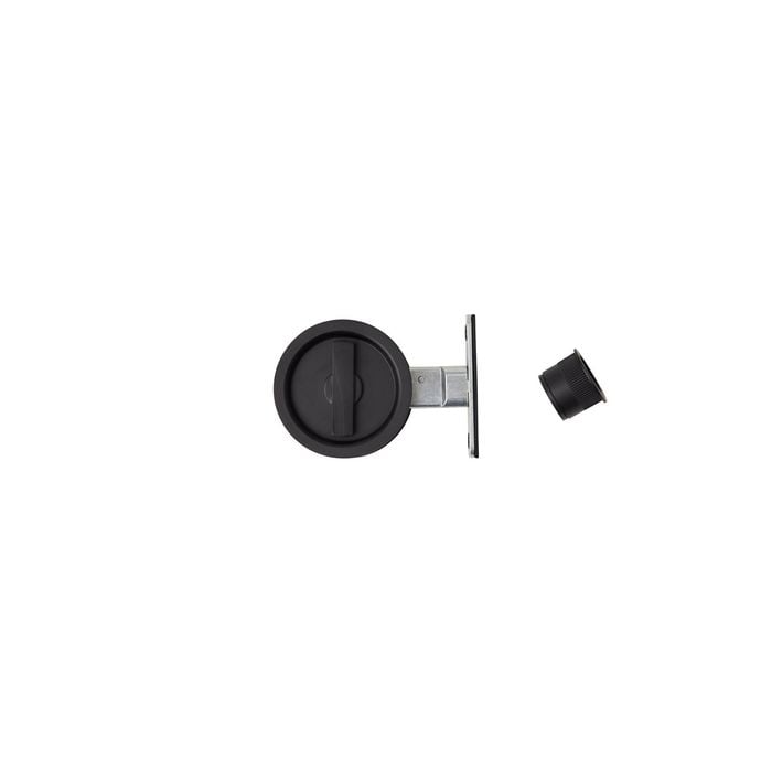 Delf Trade Matt Black Round Privacy Cavity Sliding Door Set