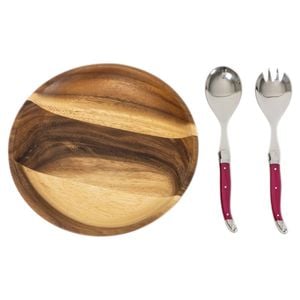 Laguiole Jean Neron Salad Serving Set Made In France & Serving Bowl Gift Set