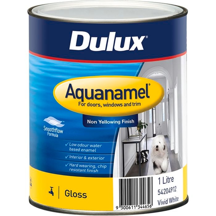 Dulux 1L White Aquanamel High Gloss Enamel Paint