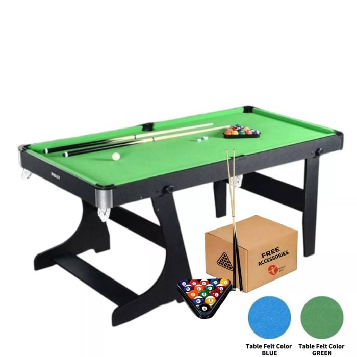 Topone 6ft Home Pool Table Foldable Billiard Table Multi Functional Pool Table Green/blue Felt - Green