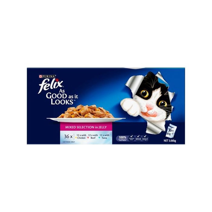 Felix 85g As Good As It Looks Mixed Selections in Jelly Wet Cat Food - 36 Pack