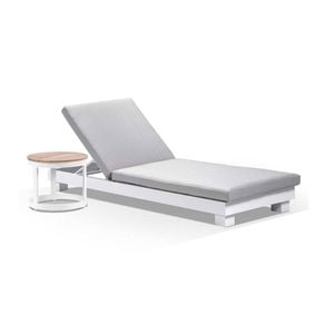 Santorini Aluminium Sun Lounge W/ Round Side Table In White