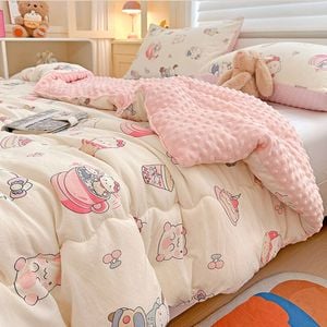 CottonMore Winter Warm Cats Pattern Plush Blanket Quilt Comforter 200x230cm