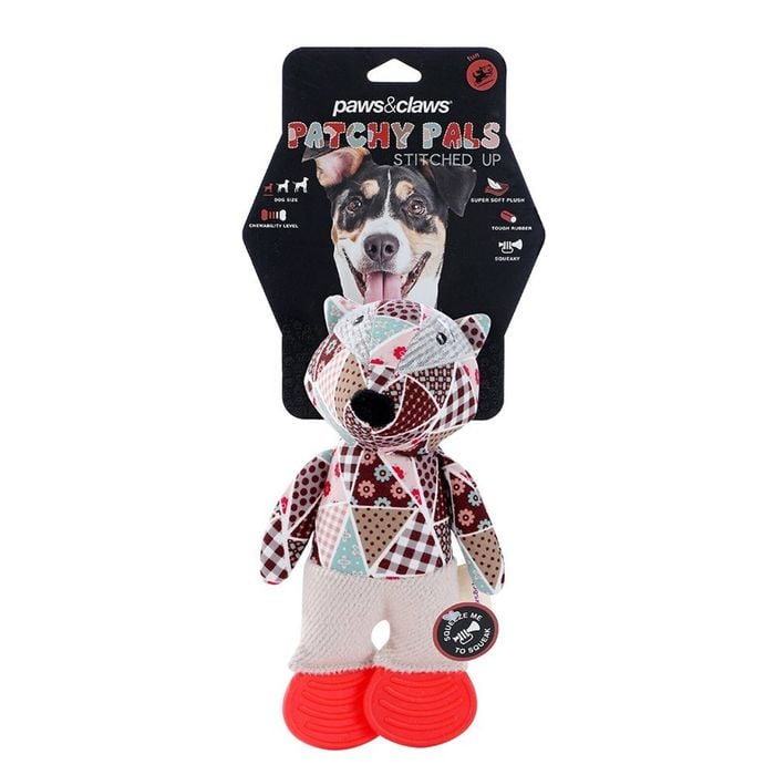 Paws Claws Patchy Pals Stitched Up Animals Plush Fox Pet Dog Toy
