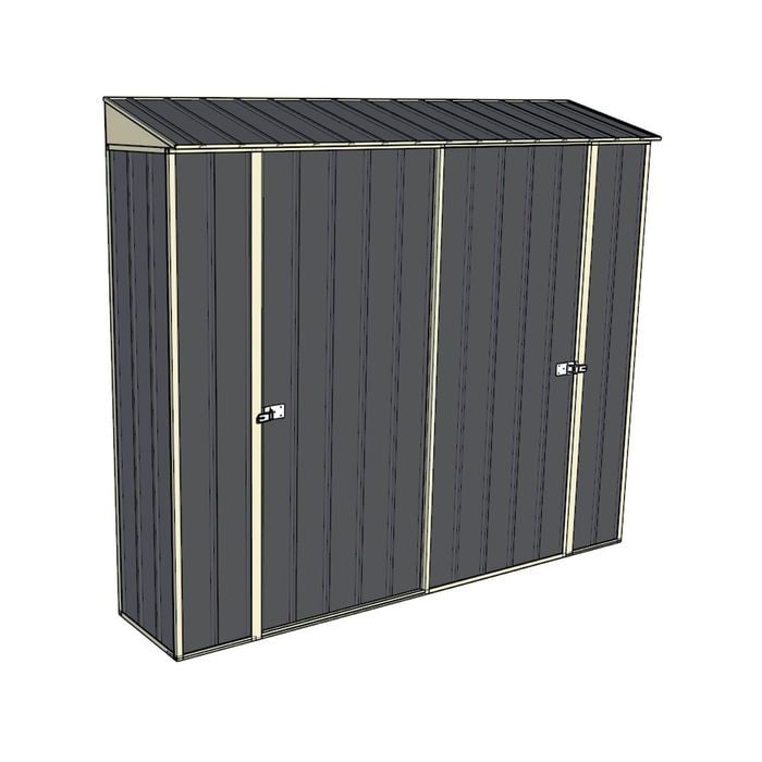Build-a-Shed 0.4 x 2.3m Double Sliding Doors Garden Locker - Grey