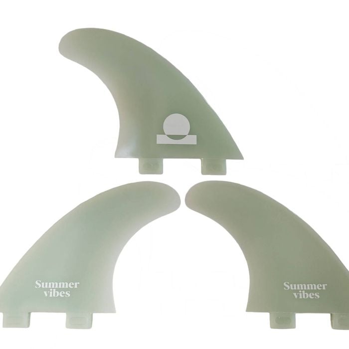 Summer vibes Thruster Surfboard Fins (set of 3) S M Dual Tab FCS1 & FCSii Compatible - Natural