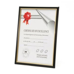 Unigift Certificate Glass Picture Photo Frame A4 21x29.7cm Black/Gold