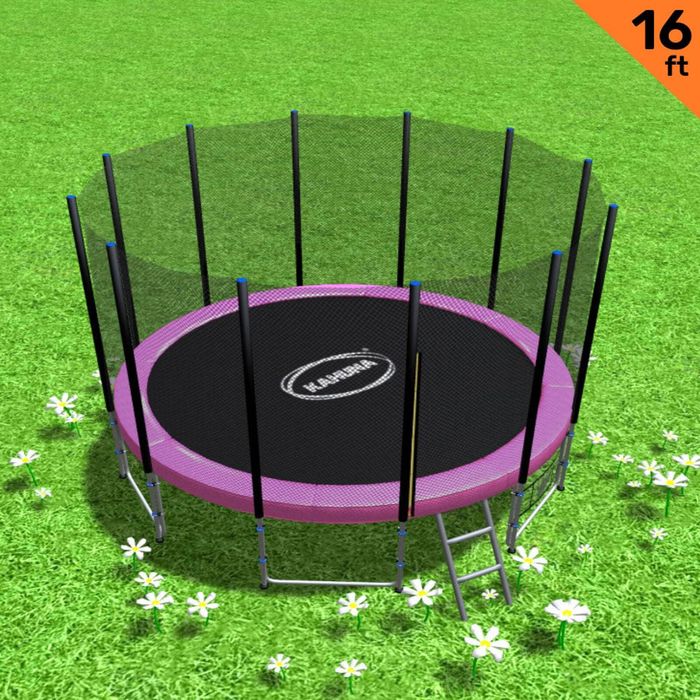 Kahuna Blizzard 16 ft Trampoline Outer Net Pink Pad Mat