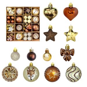 Catzon 64 Pcs Christmas Ornaments with Bow & Star & Heart Shaped Great for Holiday Party Decor-Set 9