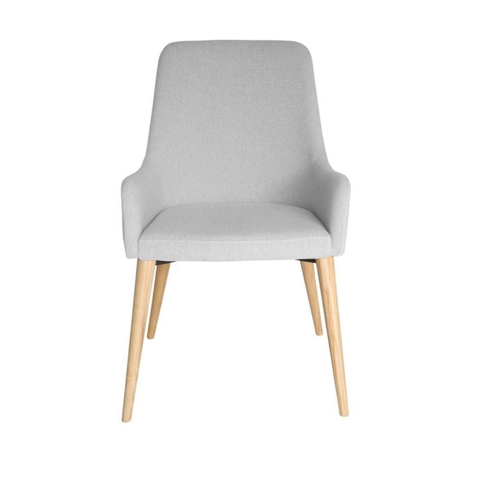 Sk Designer Living | Rio Dining Chair | Natural Legs - Light Grey Fabric
