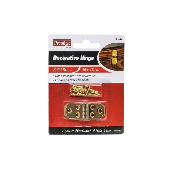 Prestige 19 x 47 x 1mm Polished Brass Decorative Hinges