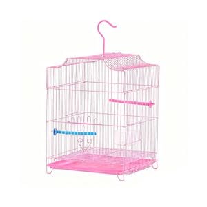 BRIBRION Small Bird Cage with Stand and Feeder Arch Top 32x31x44cm pink