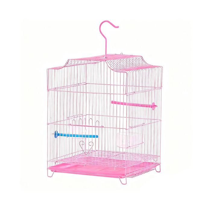 BRIBRION Small Bird Cage with Stand and Feeder Arch Top 32x31x44cm pink