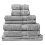 Royal Comfort Towel Set 8 Piece 100% Cotton Zero Twist Luxury Plush 8 Pack Light Grey