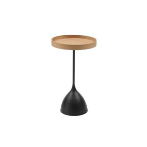Seek and Ramble Harrison Round 40cm Side Table Ash Tray Top & Metal Pedestal Black Base