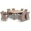Sahara 8 Seater Square Teak Top Dining Table & Chairs In Half Round Wicker