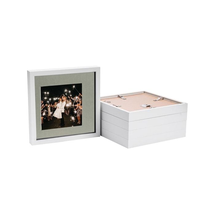 Nicola Spring 10" x 10" White 3D Box Photo Frames - 6" x 6" Mount - Pack of 5