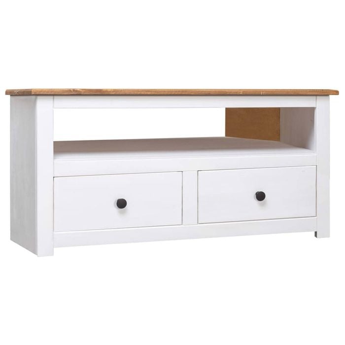vidaXL Solid Pinewood Corner TV Cabinet White 93x49x49 cm Panama Range TV Unit