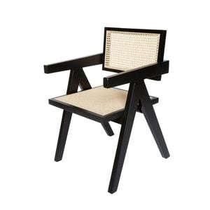 Sk Designer Living | Replica Pierre Jeanneret Chandigarh Dining Armchair | Black & Natural