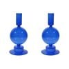 2PK Glass Elle 19cm Taper Stick Candle Holder - Azure