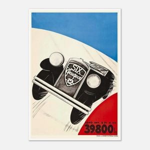Galrie Stunning Vintage French Automobile Racing Poster with Classic Tricolour Design, Poster Only, 70 x 100cm (28 x 40inch)
