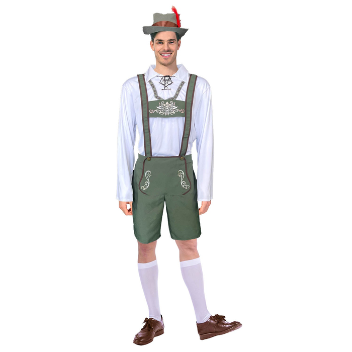 Adult Beer s Costume Oktoberfest Halloween Party Green/White S/M 165-175cm Height
