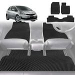 6D Diamond Car Floor Mats for Honda Jazz 2008-2014-Full Set-Black-Outback GT