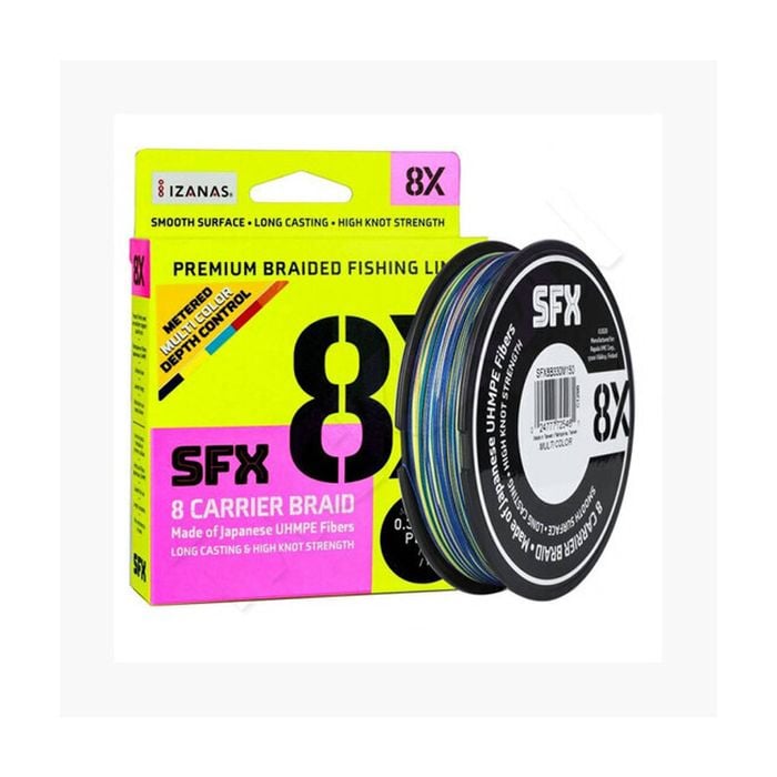 300M Spool 65lb Metred Multi-Coloured Sufix SFX 8X Braided Fish Line8 Carrier