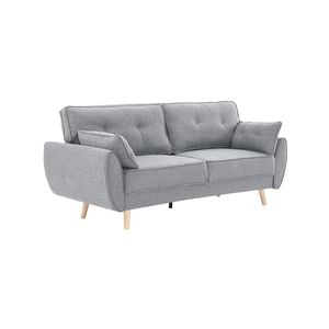 Elle Button-Tufted Fabric Sofa Bed with Cushions by Sarantino Light Grey