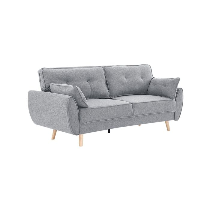 Elle Button-Tufted Fabric Sofa Bed with Cushions by Sarantino Light Grey
