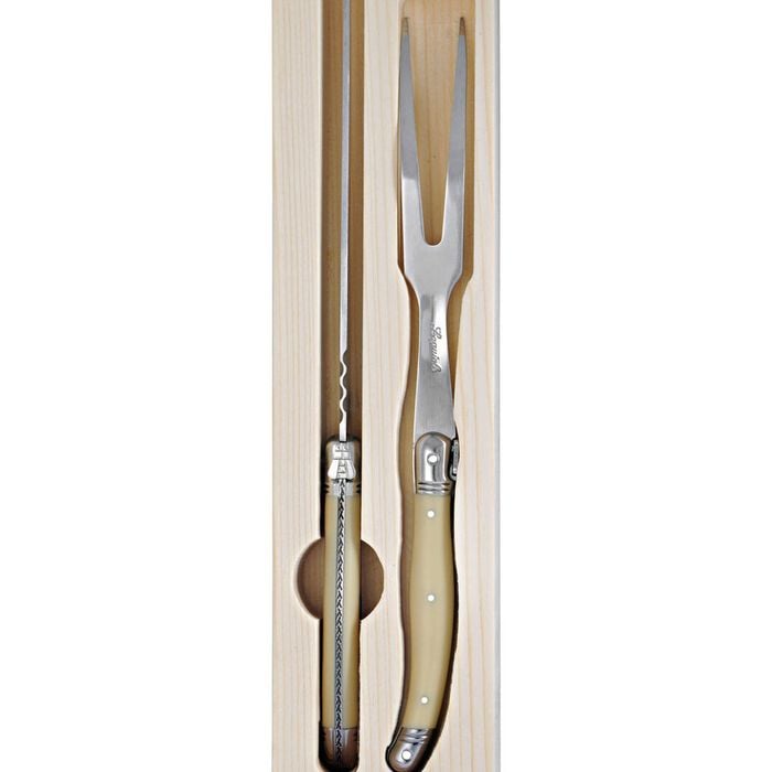 2pc Laguiole Silhouette Stainless Steel Carving Knife Set - Ivory