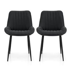 2x Artiss Dining Chairs Retro PU Leather Black