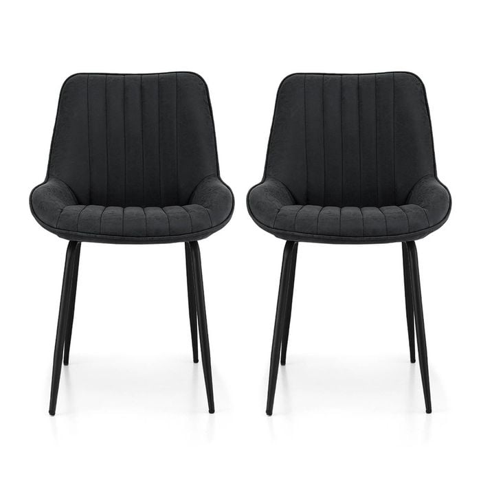 2x Artiss Dining Chairs Retro PU Leather Black