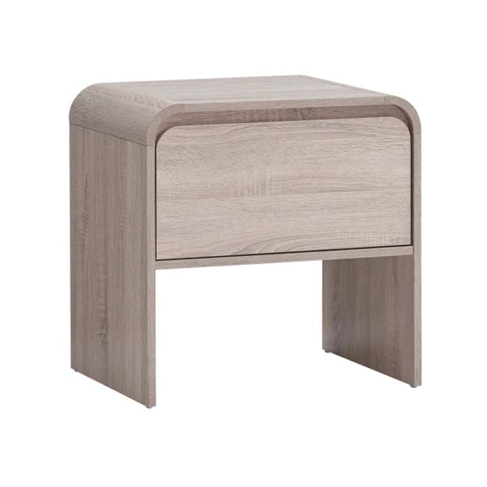 Design Square Ernest Wooden Bedside Nightstand Side Table W/ 1-Drawer Oak