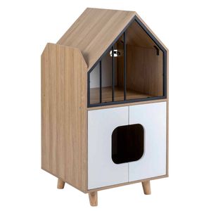 Costway Cat Litter Box 3in1 House Cabinet Shelf Metal Fence 2 Door