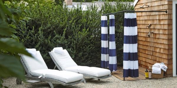 Banana lounges and outdoor shower