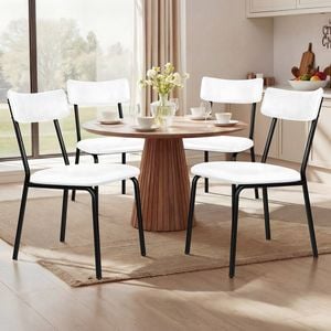 ALFORDSON 4x Dining Chairs Leather White