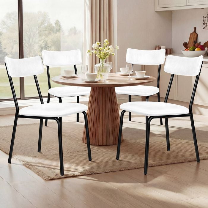 ALFORDSON 4x Dining Chairs Leather White