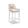 Hugo Outdoor Aluminium And Rope Bar Stool-White W/ Cream Rope &  Cream Cushion - White w/ Cream Rope & Cream Cushion