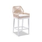 Hugo Outdoor Aluminium And Rope Bar Stool-White W/ Cream Rope &  Cream Cushion - White w/ Cream Rope & Cream Cushion