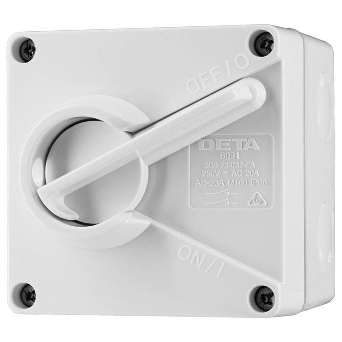 DETA IP66 Weatherproof 20A Double Pole Isolator