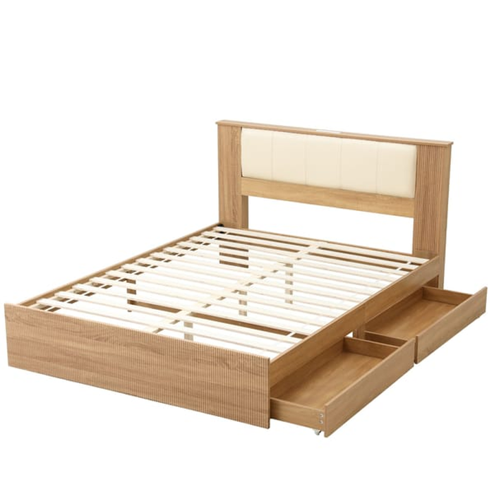 HOMFURN Queen Bed Frame with 2 Drawers and Charging Station