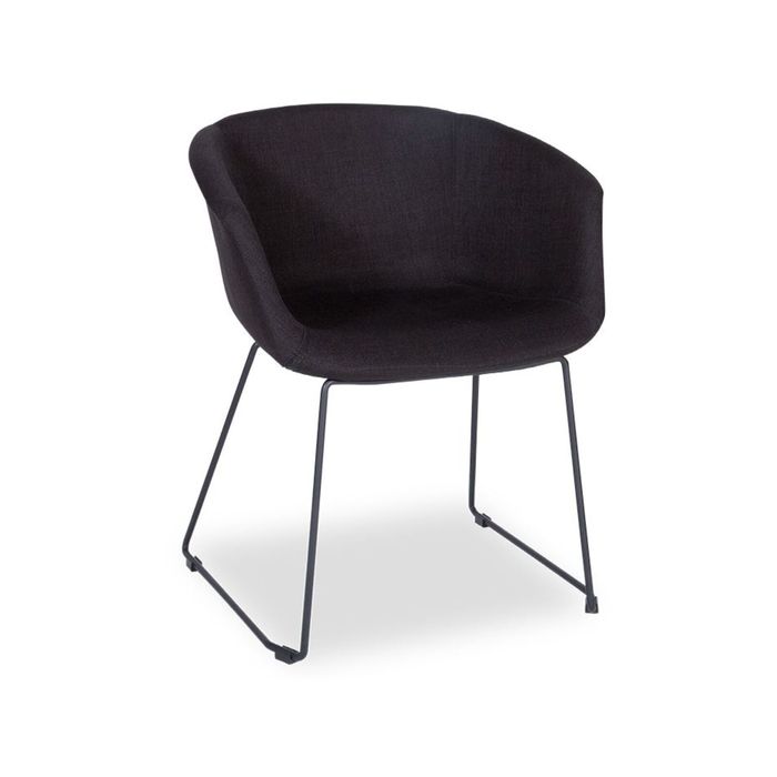 Lonsdale Black Linen Armchair Matt Black Sled Frame