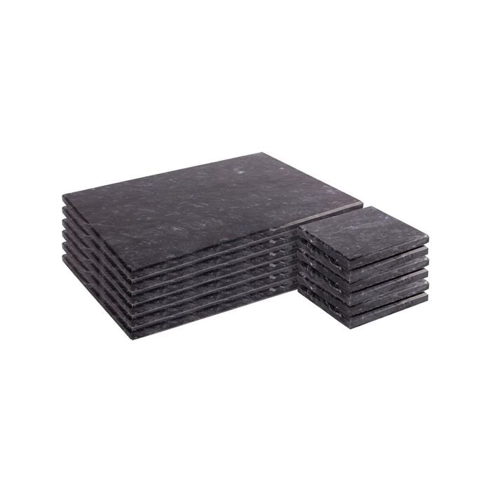 Argon Tableware 12pc Marble Placemats & Square Coasters Set - Black