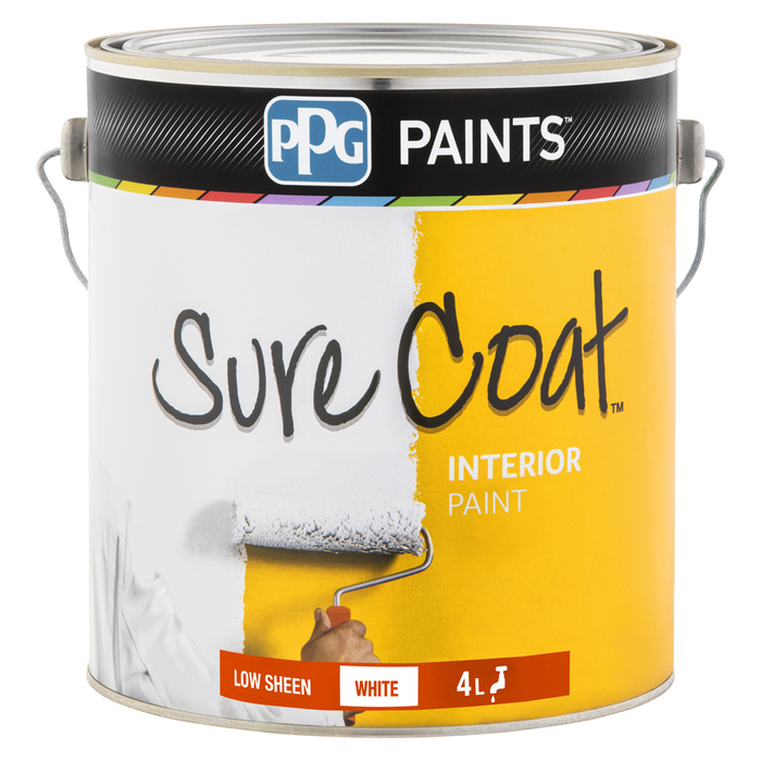 PPG Paints 4L White Low Sheen Sure Coat Interior Paint - 4L