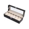 Black PU Leather Watch Organizer Display Storage Box Cases for Men & Women (6 slots)