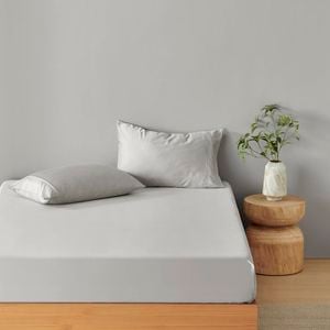 Natural Home Bamboo Fitted Sheet Set Dove Grey Single Bed