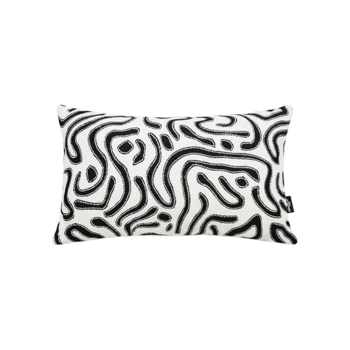 SOGA 30cm Black White Abstract Swirl Pattern Decorative Throw Pillow